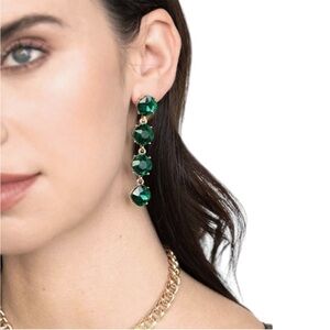 NEW Ettika Four the Money Crystal Drop Earrings
